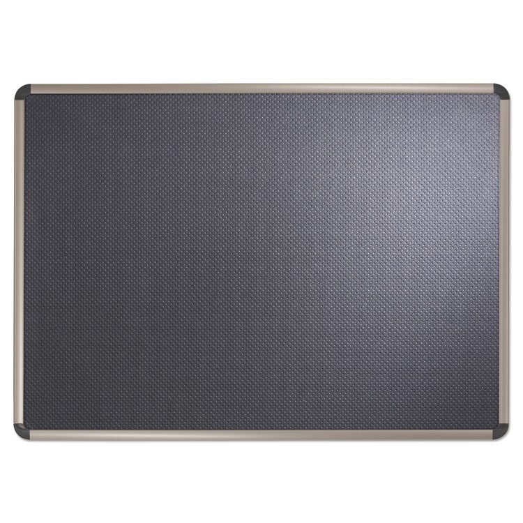 Quartet Prestige Euro-Style Embossed Foam Bulletin Board, 36 x 24, Black Surface, Euro Titanium Aluminum Frame (QRTB363T)