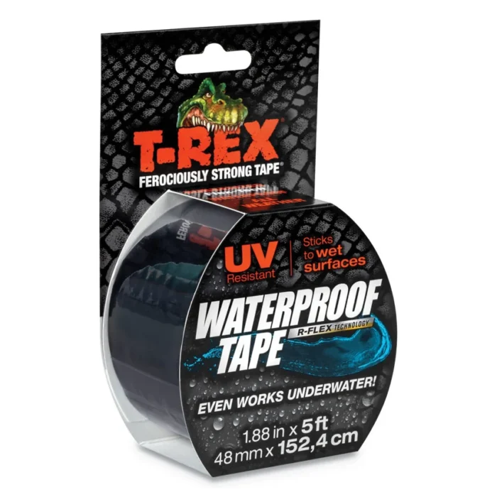 T-REX Waterproof Tape, 3" Core, 2" x 5 ft, Black (DUC285988)