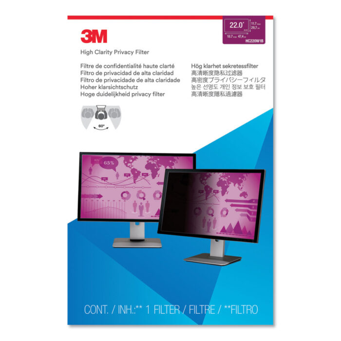 3M High Clarity Privacy Filter for 22 Widescreen Flat Panel Monitor, 1610 Aspect Ratio (MMMHC220W1B)