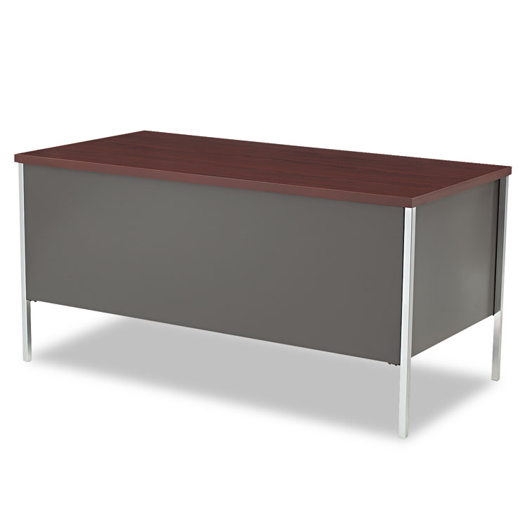 HON 34000 Series Double Pedestal Desk, 60" x 30" x 29.5", Mahogany/Charcoal (HON34962NS)