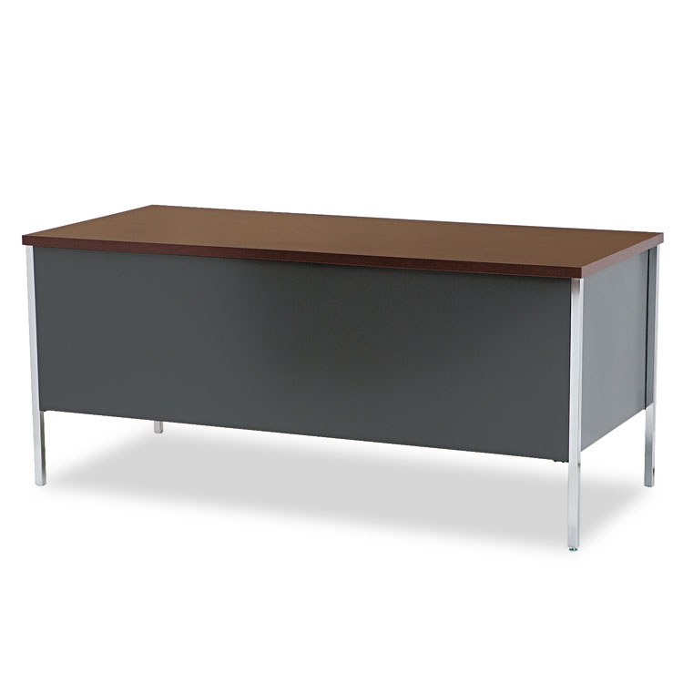 HON 34000 Series Left Pedestal Desk, 66" x 30" x 29.5", Mahogany/Charcoal (HON34974LNS)