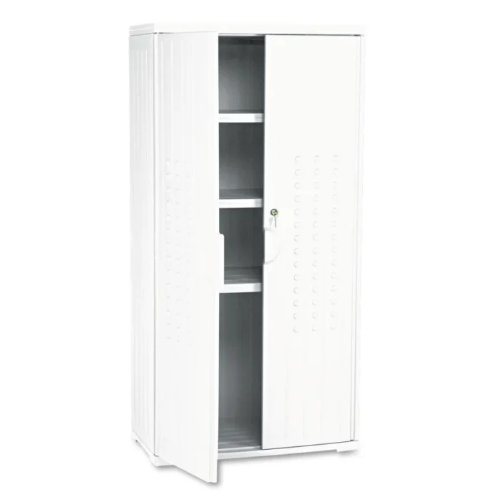 Iceberg Rough n Ready Storage Cabinet, Three-Shelf, 33w x 18d x 66h, Platinum (ICE92553)