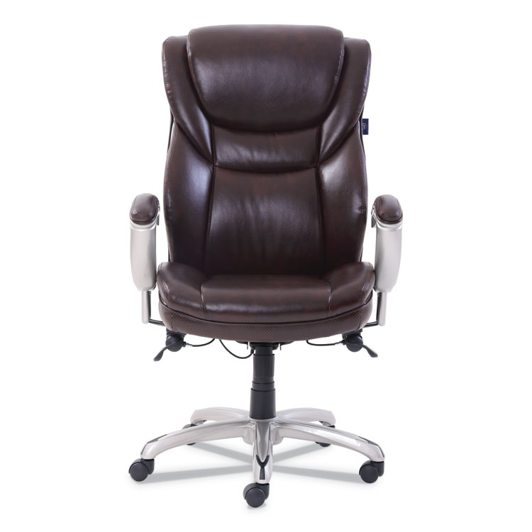 SertaPedic Emerson Executive Task Chair, Supports Up to 300 lb, 19" to 22" Seat Height, Brown Seat/Back, Silver Base (SRJ49710BRW)