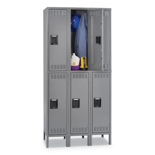 Tennsco Double Tier Locker with Legs, Triple Stack, 36w x 18d x 78h, Medium Gray (TNNDTS1218363MG)