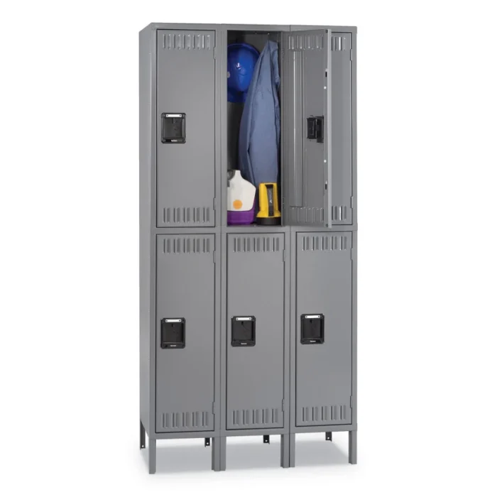 Tennsco Double Tier Locker with Legs, Triple Stack, 36w x 18d x 78h, Medium Gray (TNNDTS1218363MG)