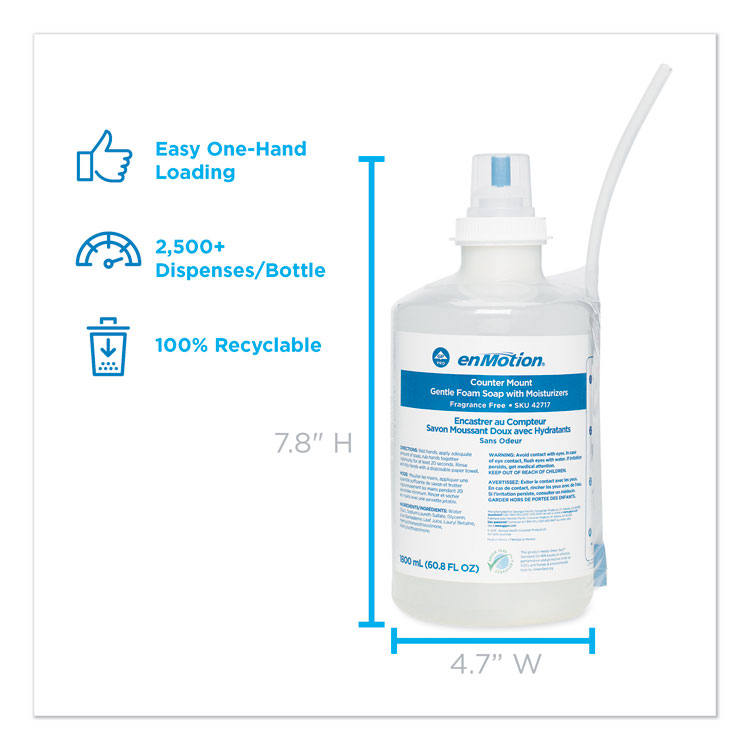 Georgia Pacific Professional GP enMotion Counter Mount Foam Soap Refill, Fragrance-Free, 1,800 mL, 2/Carton (GPC42717)