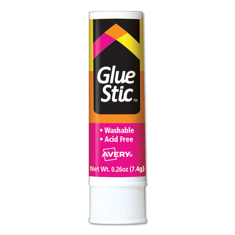 Avery Permanent Glue Stic Value Pack, 0.26 oz, Applies White, Dries Clear, 6/Pack (AVE98095)