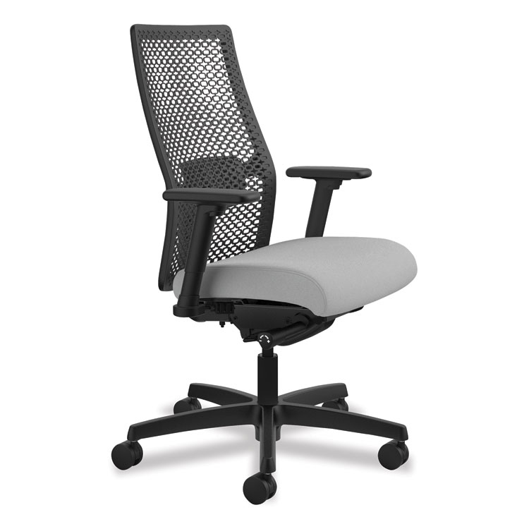 HON Ignition 2.0 Reactiv Mid-Back Task Chair, 17" to 22" Seat Height, Frost Fabric Seat, Black Back, Black Base (HONI2MRL2AC22TK)