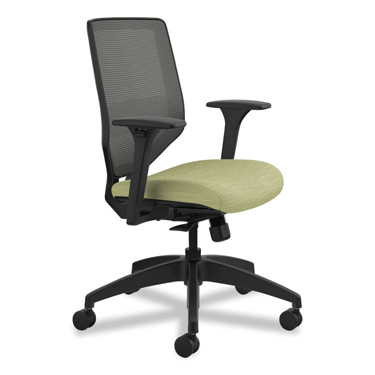 HON Solve Series Mesh Back Task Chair, Supports Up to 300 lb, 18" to 23" Seat Height, Meadow Seat, Charcoal Back, Black Base (HONSVM1ALICC82T)