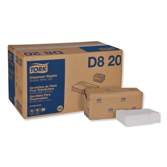 Tork Advanced Soft Minifold Dispenser Napkins, 1-Ply,13" x 12", White, 6000/CT (TRKD820)