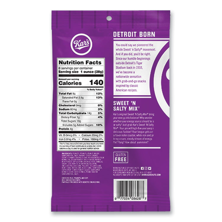 Kar's Fresh Harvest Trail Mix, Sweet N Salty, 8 oz Bag, 12/Box (KAR8628)