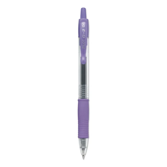 Pilot G2 Premium Gel Pen, Retractable, Extra-Fine 0.5 mm, Purple Ink, Smoke/Purple Barrel, Dozen (PIL31006)
