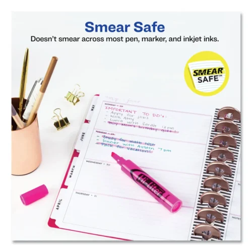 Avery HI-LITER Desk-Style Highlighters, Fluorescent Pink Ink, Chisel Tip, Pink/Black Barrel, Dozen (AVE24010)
