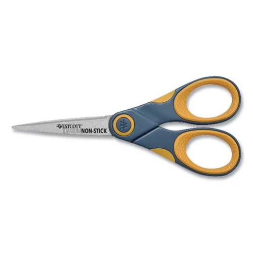 Westcott Non-Stick Titanium Bonded Scissors, 5" Long, Straight Gray/Orange Handle (WTC14881)