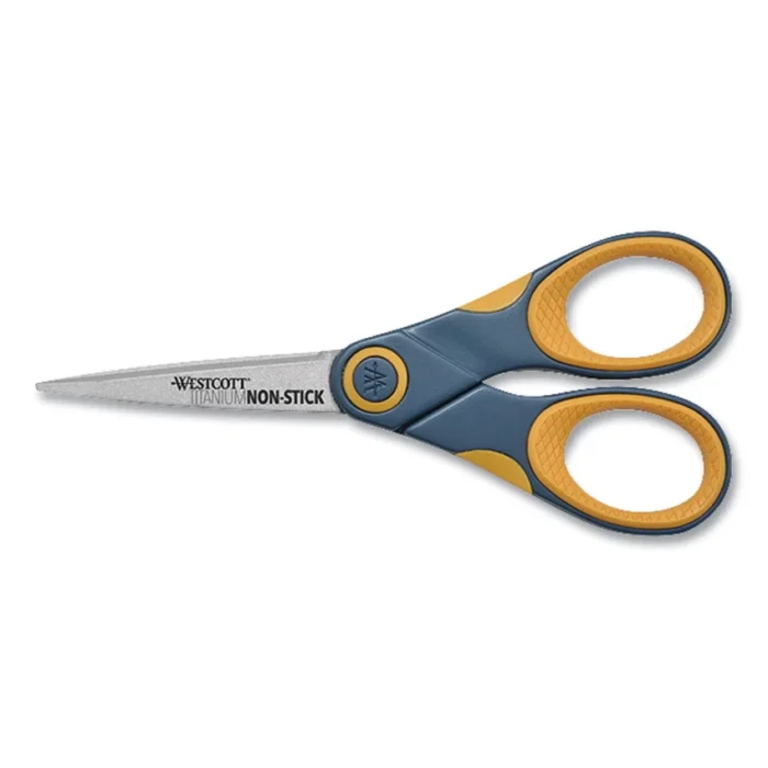 Westcott Non-Stick Titanium Bonded Scissors, 5" Long, Straight Gray/Orange Handle (WTC14881)