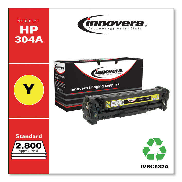 Innovera Remanufactured Yellow Toner, Replacement for 304A (CC532A), 2,800 Page-Yield (IVRC532A)