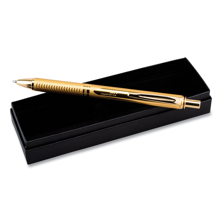 Pentel EnerGel Alloy Gel Pen, Retractable, Medium 0.7 mm, Black Ink, Gold Barrel (PENBL407XABX)