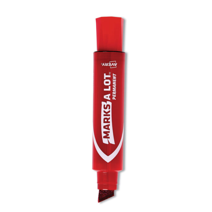 Avery MARKS A LOT Extra-Large Desk-Style Permanent Marker, Extra-Broad Chisel Tip, Red (24147) (AVE24147)