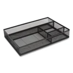 TRU RED Mesh Drawer Organizer, Four Compartment, 13.58 x 9.45 x 2.2, Black (TUD24402479)