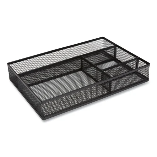 TRU RED Mesh Drawer Organizer, Four Compartment, 13.58 x 9.45 x 2.2, Black (TUD24402479)