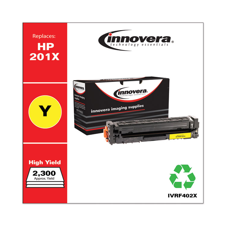 Innovera Remanufactured Yellow High-Yield Toner, Replacement for 201X (CF402X), 2,300 Page-Yield (IVRF402X)