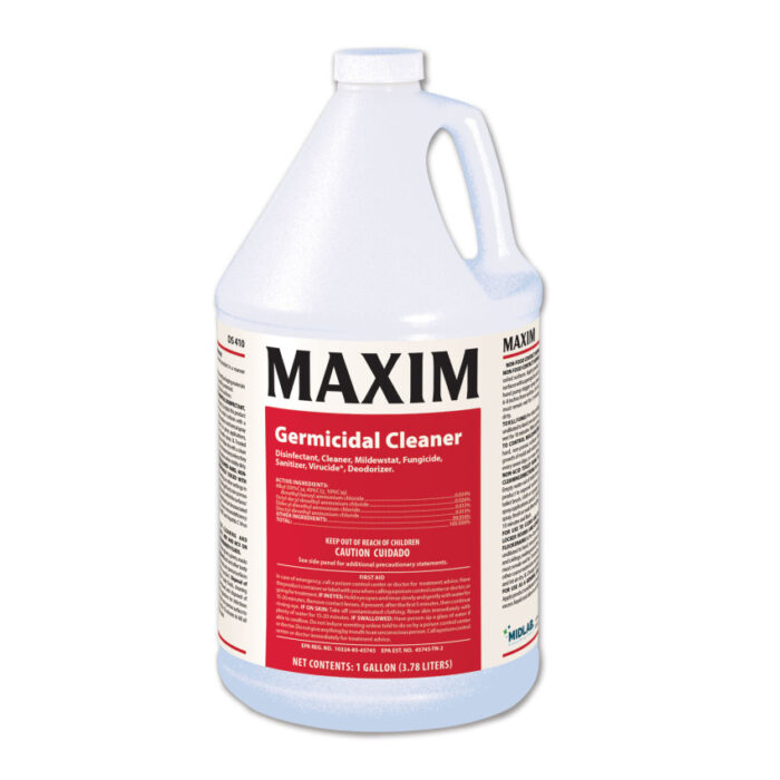 Maxim Germicidal Cleaner, Lemon Scent, 1 gal Bottle, 4/Carton (MLB04100041)
