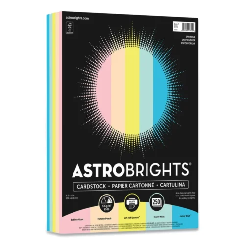 Astrobrights Color Cardstock, 65 lb Cover Weight, 8.5 x 11, Assorted Colors, 250/Pack (WAU91715)