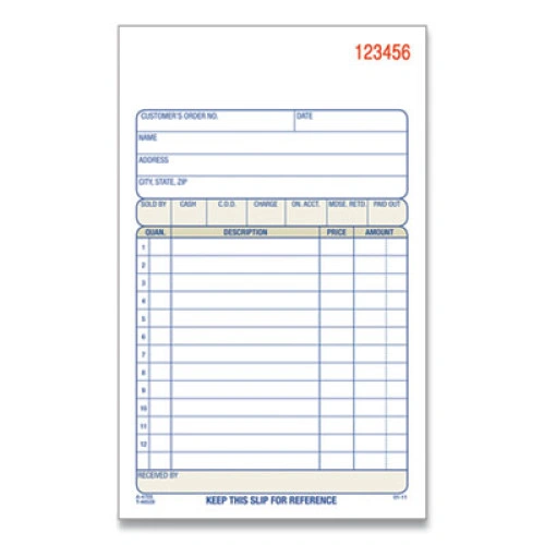 Adams 2-Part Sales Book, 12 Lines, Two-Part Carbonless, 4.19 x 7.19, 50 Forms/Pad, 10 Pads/Box (ABFDC470510)