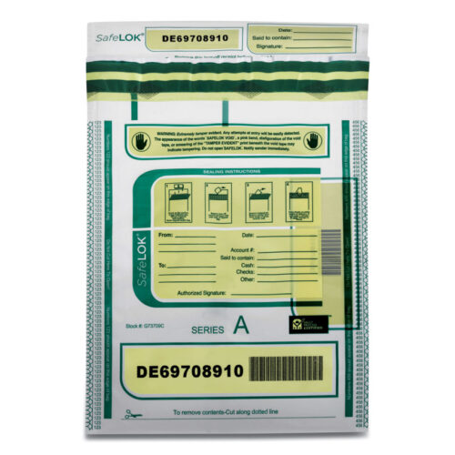 SafeLOK Deposit Bag, Plastic, 9 x 12, Clear, 100/Pack (CNK585087)