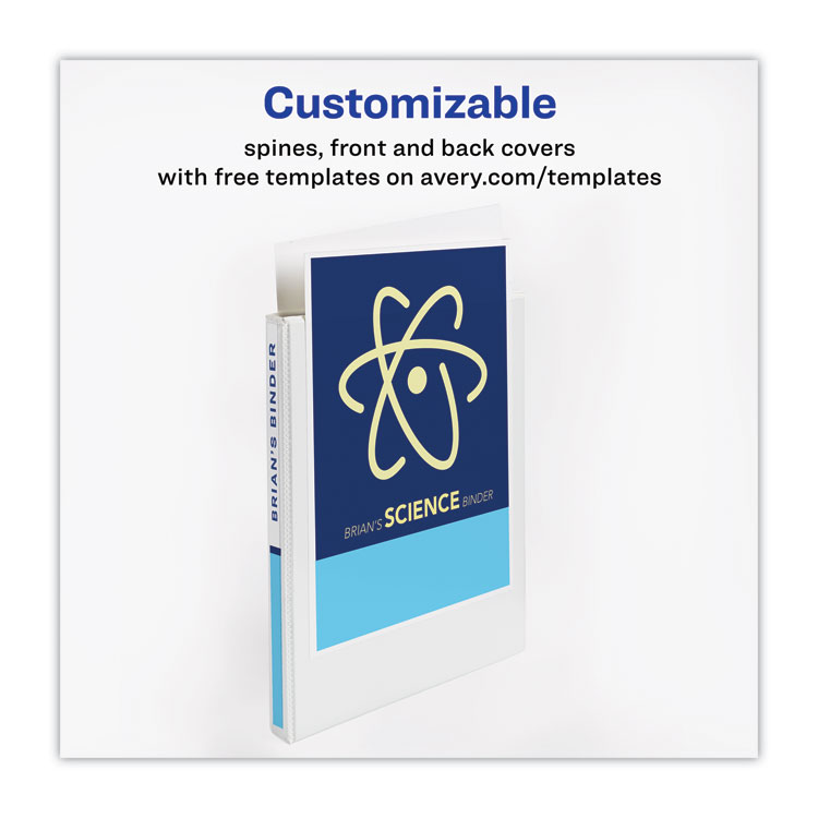 AVE79875 - Avery Heavy-Duty Non Stick View Binder with DuraHinge and Slant Rings, 3 Rings, 4" Capacity, 11 x 8.5, White, 2/Pack (AVE79875) - Image 2