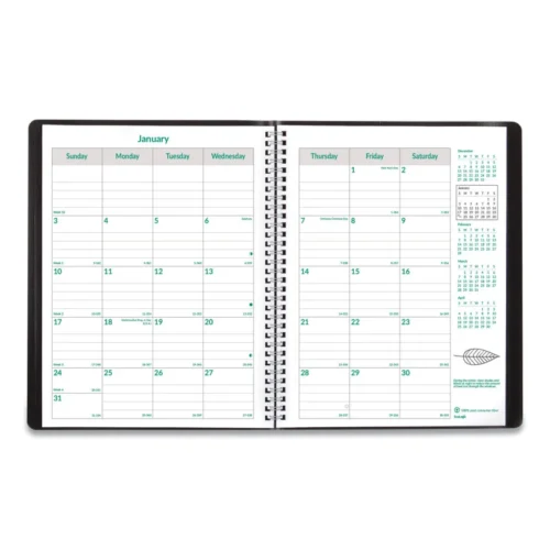 Brownline EcoLogix Recycled Monthly Planner, EcoLogix Artwork, 11 x 8.5, Black Cover, 14-Month: Dec 2024 to Jan 2026 (REDCB435WBLK)
