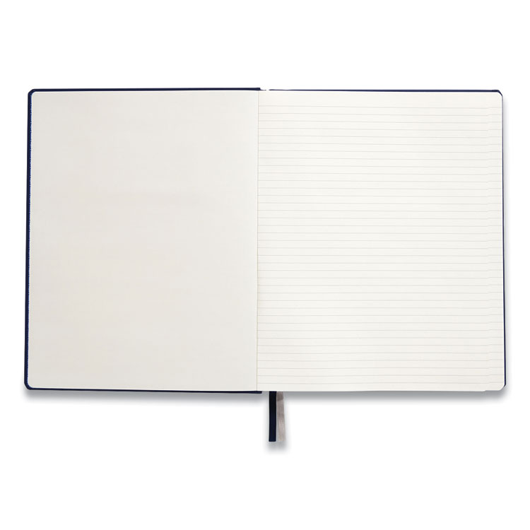 "TRU RED Hardcover Business Journal is a professional notebook designed for work. It has a sturdy blue hardcover that looks sleek and protects your notes. Inside, you’ll find 96 high-quality, smooth pages (10 x 8 inches) with narrow-ruled lines for neat writing. A built-in satin ribbon bookmark helps you quickly flip back to important notes during meetings or calls. The durable sewn binding keeps pages secure, and the hardcover ensures it stays polished even with daily use. It is ideal for organizing tasks, ideas, or client details in a professional and clutter-free way. "