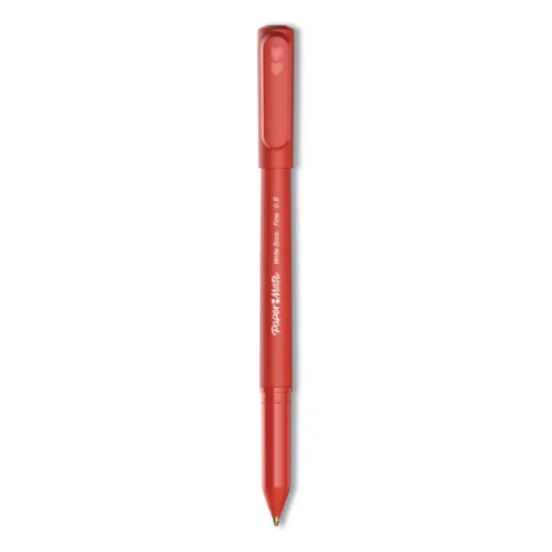 Paper Mate Write Bros. Ballpoint Pen, Stick, Fine 0.8 mm, Red Ink, Red Barrel, Dozen (PAP2124517)