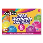Cra-Z-Art Neon Washable Kids' Paint, 6 Assorted Neon Colors, 2 oz Bottle, 6/Pack (CZA106466)
