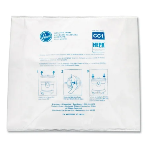 Hoover Commercial Disposable Vacuum Bags, HEPA CC1, 10/Pack (HVRAH10363)