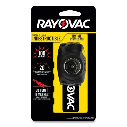 Rayovac Virtually Indestructible LED Headlight, 3 AAA Batteries (Included), 30 m Projection, Black (RAYDIYHL3AAABTA)