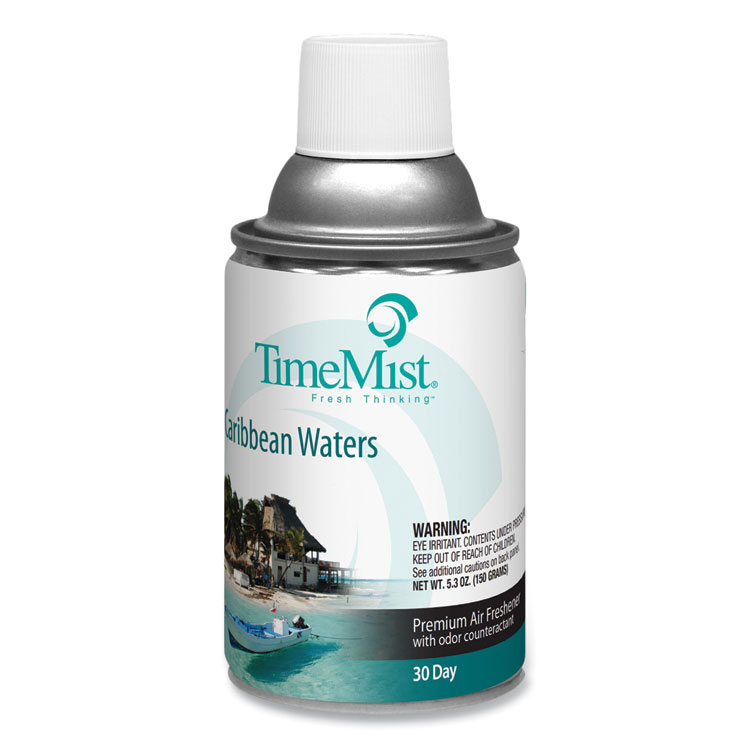 TimeMist Premium Metered Air Freshener Refill, Caribbean Waters, 6.6 oz Aerosol Spray 12/Carton (TMS1042756)