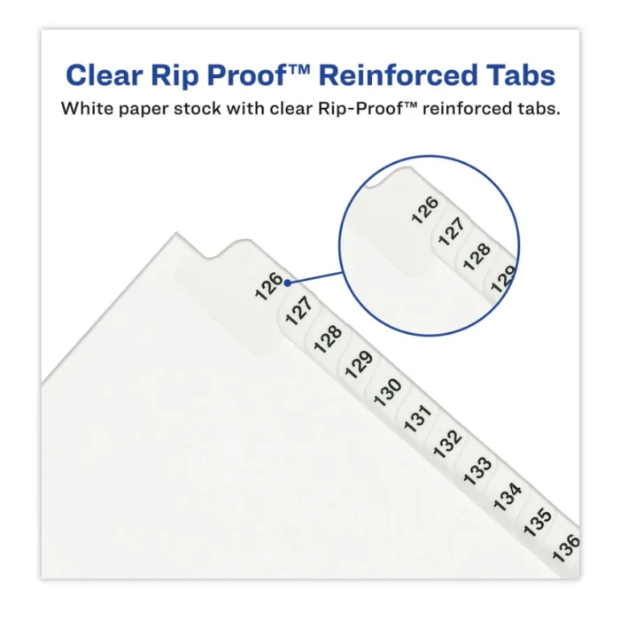 Avery Preprinted Legal Exhibit Side Tab Index Dividers, Avery Style, 25-Tab, 201 to 225, 11 x 8.5, White, 1 Set, (1338) (AVE01338)