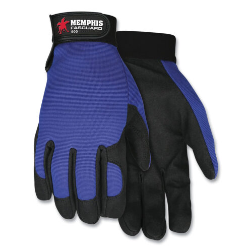 MCR Safety Clarino Synthetic Leather Palm Mechanics Gloves, Blue/Black, X-Large (CRW900XL)
