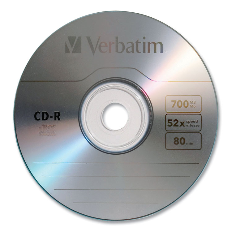 VER94935 - Verbatim CD-R Recordable Disc, 700 MB/80 min, 52x, Slim Jewel Case, Silver, 10/Pack (VER94935) - Image 2