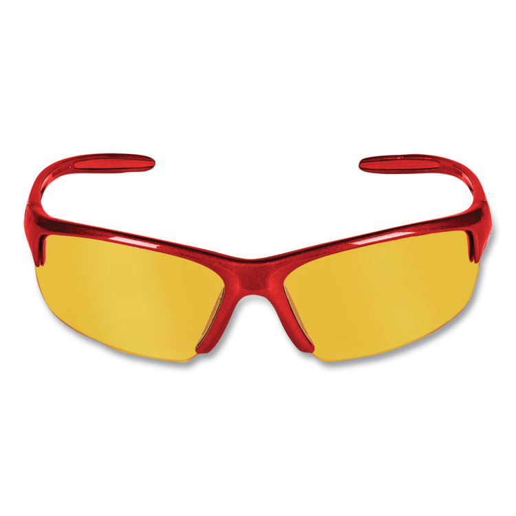 KleenGuard Equalizer Safety Glasses, Red Frames, Amber/Yellow Lens, 12/Box (KCC21299)
