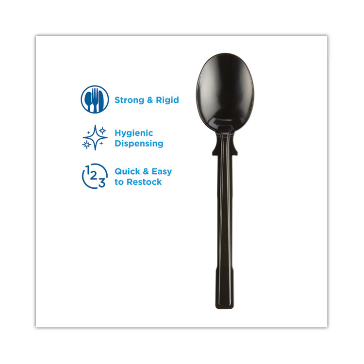 Dixie SmartStock Tri-Tower Dispensing System Cutlery, Soup Spoons, Mediumweight, Polystyrene, Black, 40/Cartridge, 24 Cartridges/CT (DXEDUSSS5)