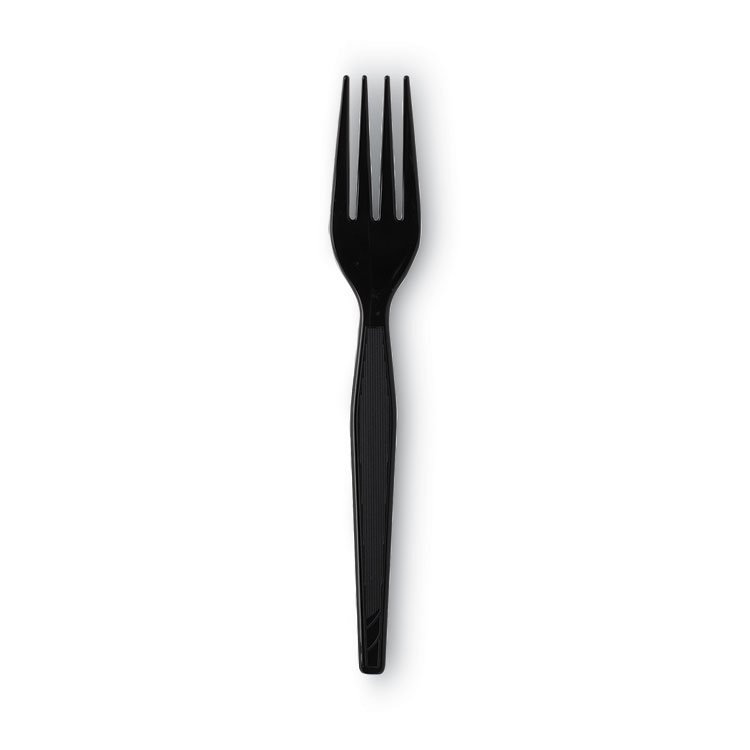 Dixie Individually Wrapped Heavyweight Forks, Polystyrene, Black, 1,000/Carton (DXEFH53C7)