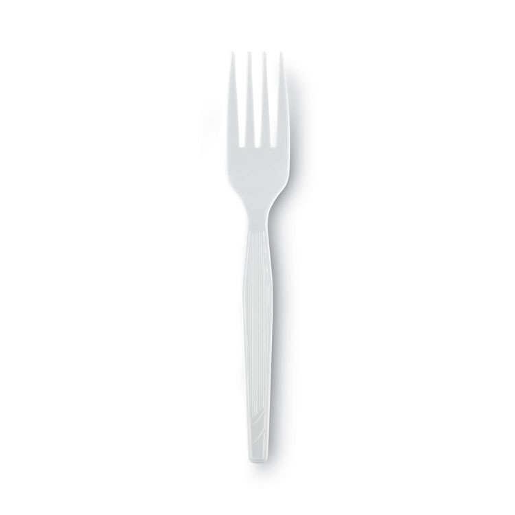 Dixie Plastic Cutlery, Heavy Mediumweight Forks, White, 1,000/Carton (DXEFM217)