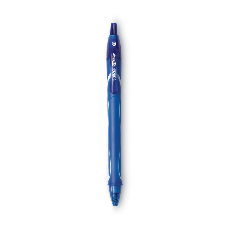BIC Gel-ocity Quick Dry Gel Pen, Retractable, Medium 0.7 mm, Blue Ink, Blue Barrel, Dozen (BICRGLCG11BE)