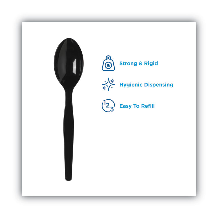 Dixie SmartStock Plastic Cutlery Refill, Spoons, 6", Series-O Mediumweight, Black, 40/Pack, 24 Packs/Carton (DXESSS51)