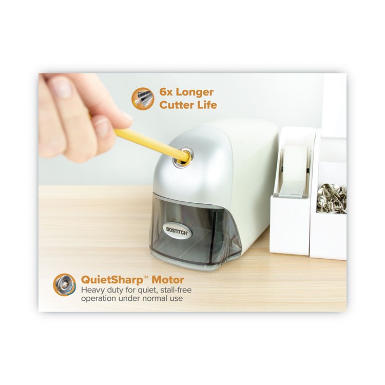 BOSEPS8HDGRY - Bostitch QuietSharp Executive Electric Pencil Sharpener, AC-Powered, 4 x 7.5 x 5, Gray (BOSEPS8HDGRY) - Image 2