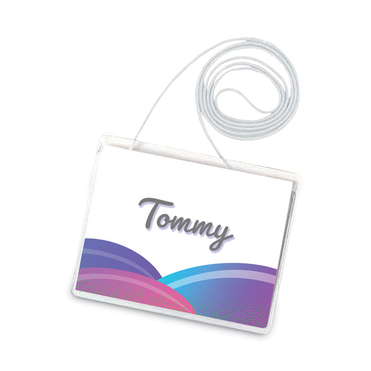 C-Line Name Badge Kits, Top Load, 4 x 3, Clear, Elastic Cord, 50/Box (CLI96043)