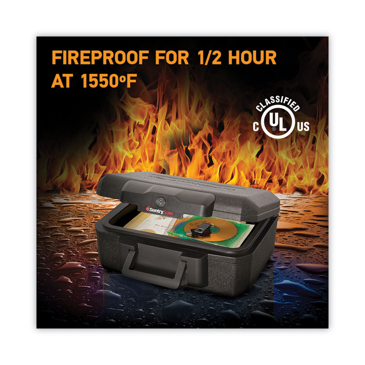 Sentry Safe 1200 Series Fire Chest, 0.18 cu ft, 14.3w x 11.2d x 6.1h, Black (SEN1200)