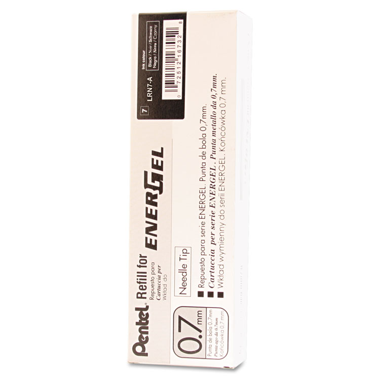 Pentel Refill for Pentel EnerGel Retractable Liquid Gel Pens, Medium Needle Tip, Black Ink (PENLRN7A)